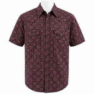 Rodeo Clothing Western Snap Shirt Black Red Geo Print Pearl Snaps Mens L